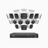 H800 - Zestaw do Monitoringu PoE 16 Kamery (12 Tubowa & 4 Kopułkowa) 4K z 16-Kanałowy Rejestratorem NVR, Noktowizor kolorowy i IR, 1/2.4" progresywny sensor CMOS, Identyfikacji osób lub pojazdów, Wbudowany mikrofon, IP67, Obsługuje RTSP i ONVIF